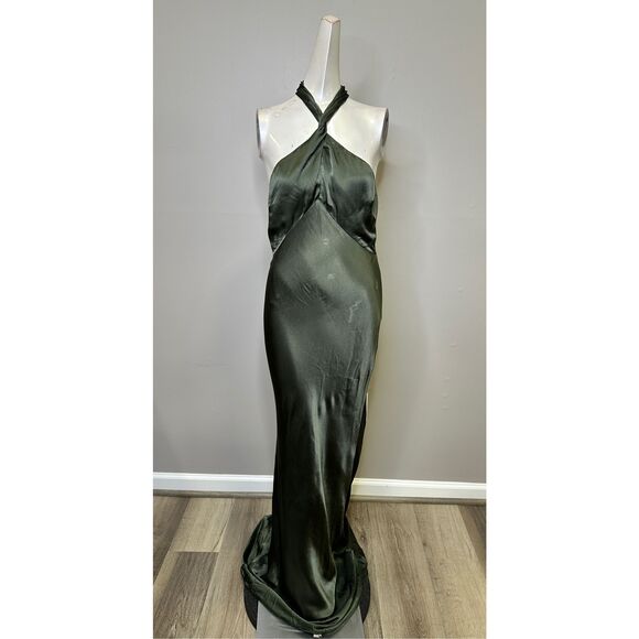 NWT Shona Joy La Lune High Neck Twist Maxi Dress in Forest Size 4 $395 - Picture 3 of 10